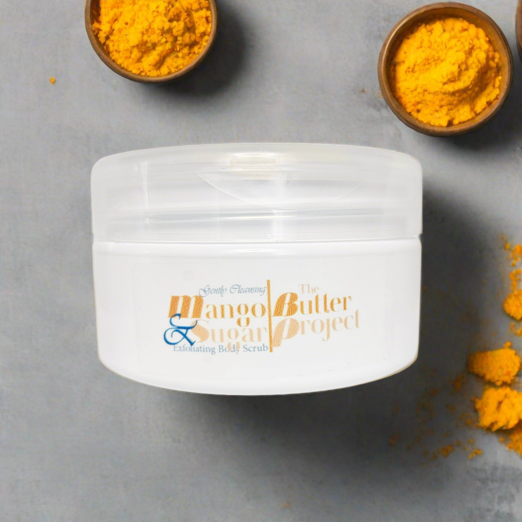 Clarifying Turmeric Mango Butter & Sugar Scrub is an essential step on your natural skincare journey.