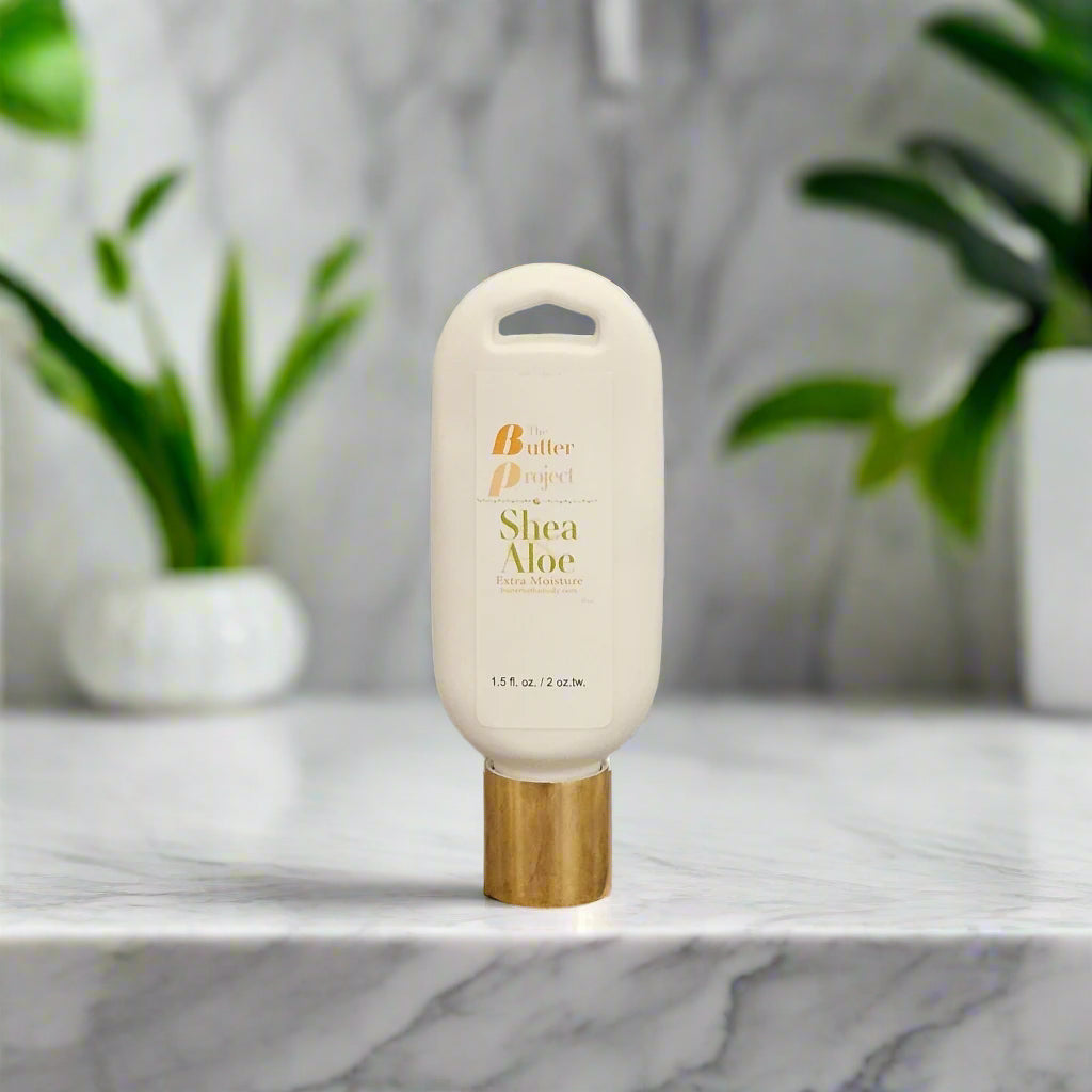 Ttravel sized Shea & Aloe Lotion -Unscented gives you glowing skin no matter where you travel.