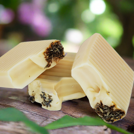Organic Lavender Soap Bar with real honey for moisturizing sensitive skin.