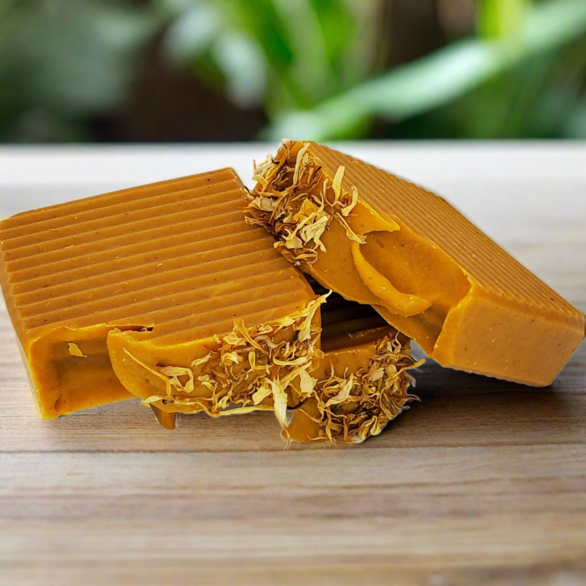 Image of three Clarifying Turmeric Natural Bar Soap from The Butter Project.