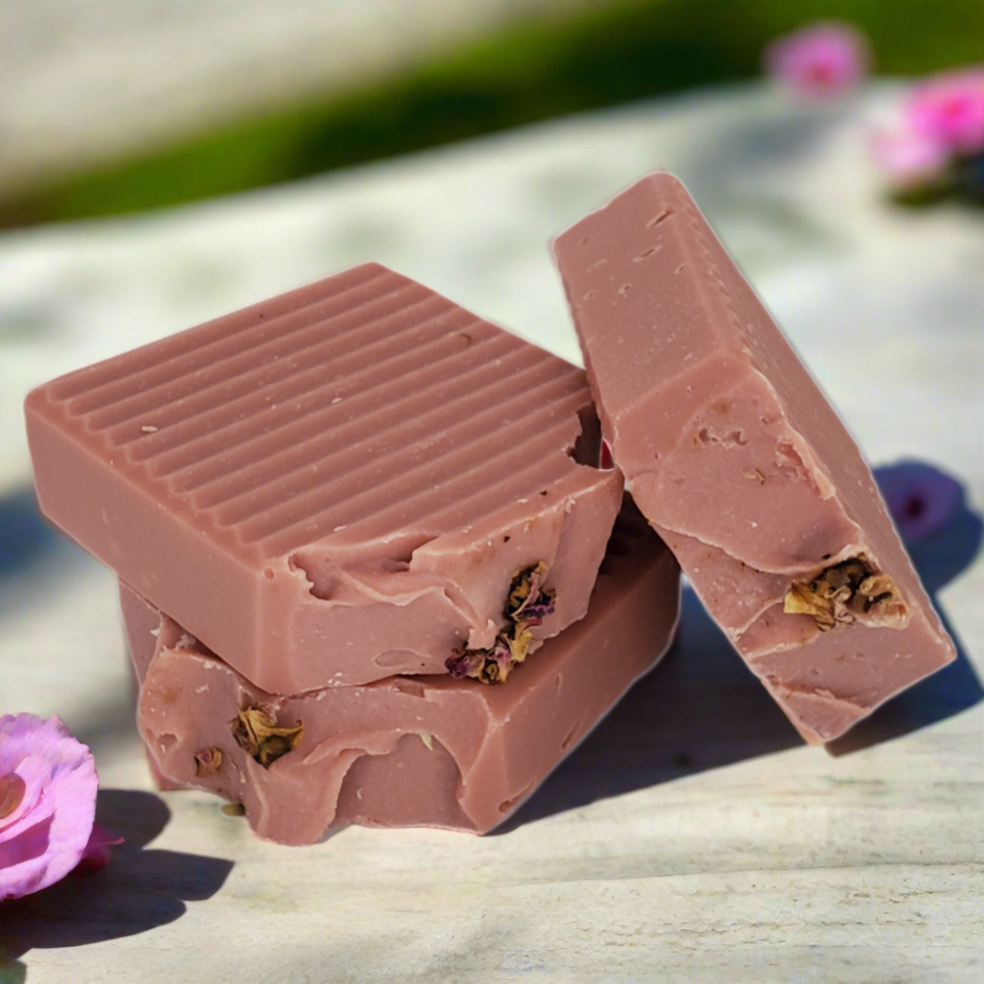 Image of three Rose Kaolin Natural Bar Soap from The Butter Project